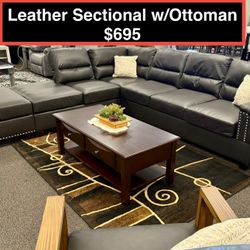 STORE CLOSING !!!! New Leather Sectional With Ottoman 