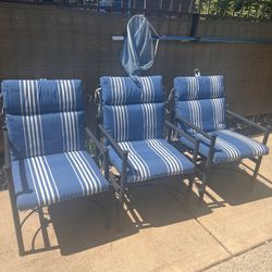3 Hampton Bay Chairs with New Cushions 
