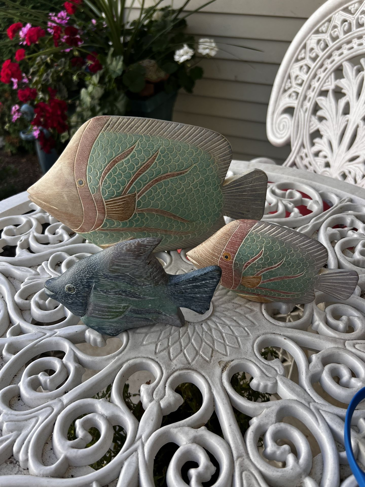 Three Colorful Decorative Wood Fish