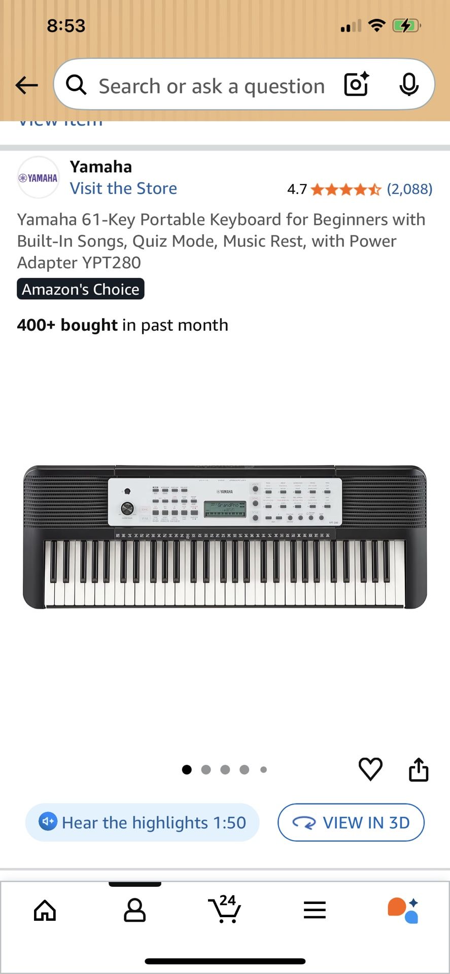 Yamaha 61-Key Portable Keyboard