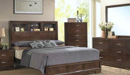 Walnut 5 Piece Bedroom Set - Solid Wood