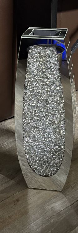 19.7" High Silver Mirror Vase | Crushed Diamond Crystal Design