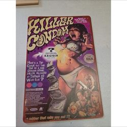 Killer Condom  Rustic-looking Metal Sign 8x12 Comedy Horror