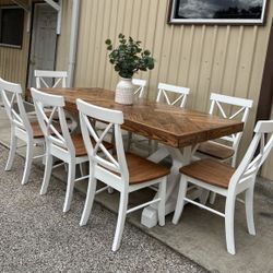 Custom Built Dining Table Solid wood Farmhouse Set Modern Rustic Bench Country Oval Round Counter Breakfast Height  Farm House 