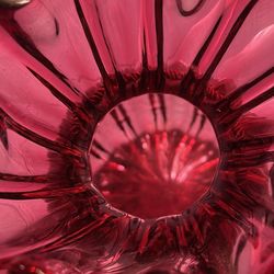 Cranberry glass vase- 8 3/4” tall