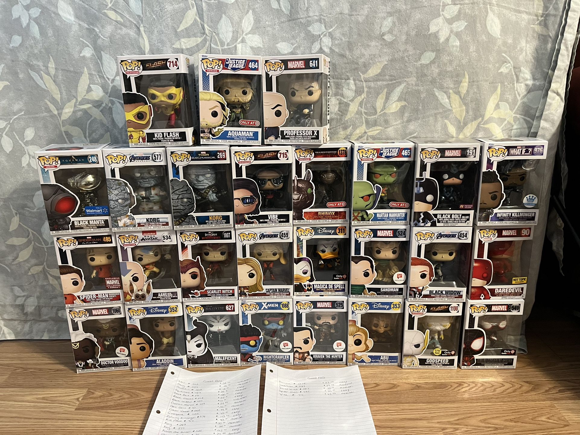 NOW $5 EACH MUST BUY ALL 27 $1,200 VALUE (SEE LIST)💰💰. 27 BRAND NEW SEALED FUNKO POPS COLLECTION. 🔥🔥. SEE LIST FOR STORES AND RETAIL PRICES