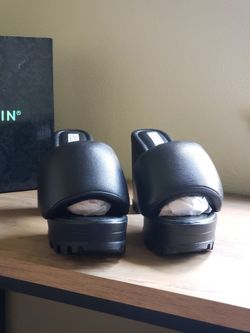 Chunky Heel Platform Slide Sandal Size 9