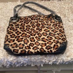 Barr & Barr Black Leather / Leopard  Tote