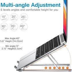 Adjustable White Aluminum Laptop Stand for 10–15.6” Devices
