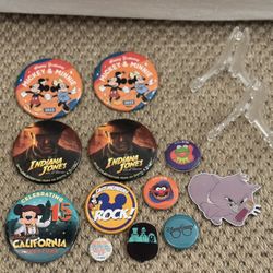 Lot of 11 Disney and muppets collective Button Collection with one magnet.