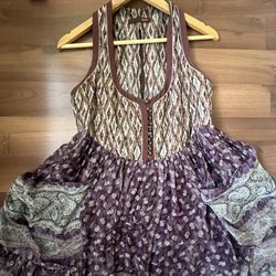 Bohemian style 100% Silk Bally Dress