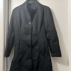 Women’s Petite Black Button Up Coat