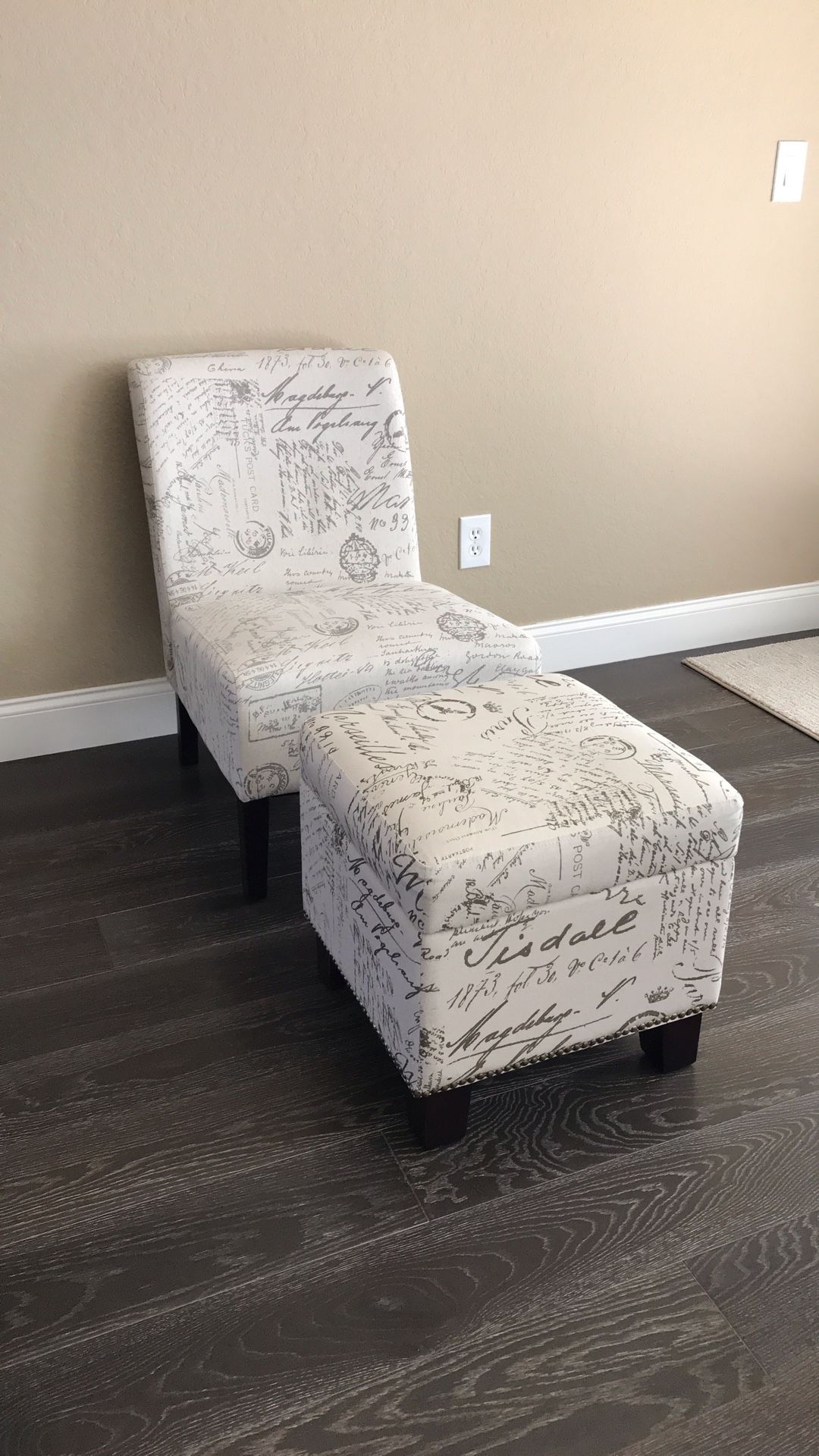 Accent Chair with Storage Ottoman