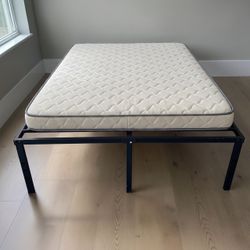 New full mattress $75, metal platform bed w/below story  $75