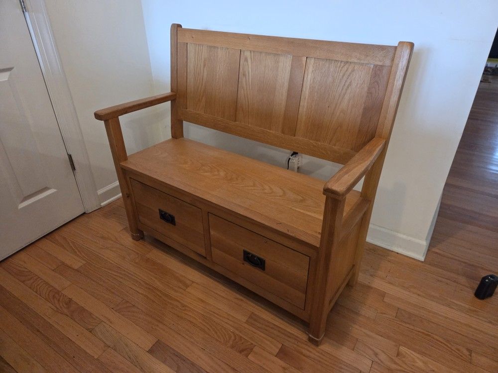 Solid Wood Entry Way Bench With Drawers