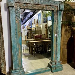 Reclaimed Carved Wood Mirror