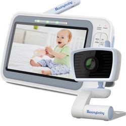 Moonybaby 5" HD A.N.R. (Auto Noise Reduce) Baby Monitor with Camera and Audio, Model: QuadView 30, No WiFi,