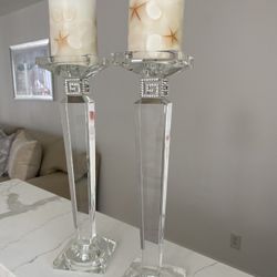 Glass Candle Holders Set Of Two