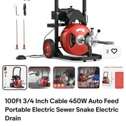 New 100 FT 3/4 Auto Feed Drain Cleaner 