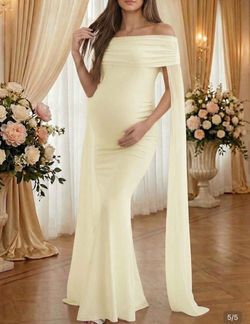 Blue Off-Shoulder Sleeveless Sheer Knit Fabric Elastic Mermaid Maxi Dress For Maternity, Elegant Maternity Photography, Banquet Dress Fall