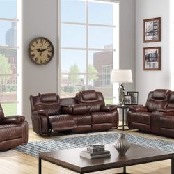 COMFY NEW SANTIAGO RECLINING SOFA, LOVESEAT AND CHAIR SET ON SALE ONLY $1899. IN STOCK SAME DAY DELIVERY 🚚 FINANCING AVAILABLE 