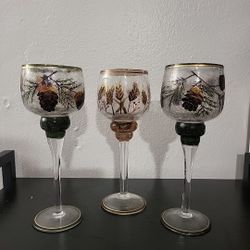 Set Of 3 Yankee Candle Crackle Glass Votives