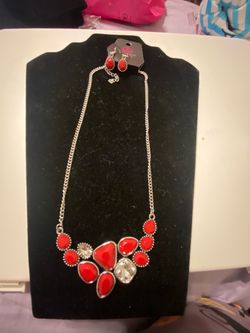 Red necklace and earring set