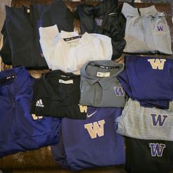 Mens Washington Huskies Lot Of 10 XL Jacket/button Up Shirts/ Zip Up Jackets