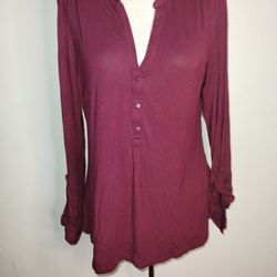 Canyon River Blues Women's Maroon 3/4 Sleeve Blouse Size Large
