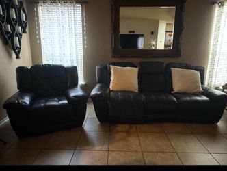 Black leather recliner couches and sofa