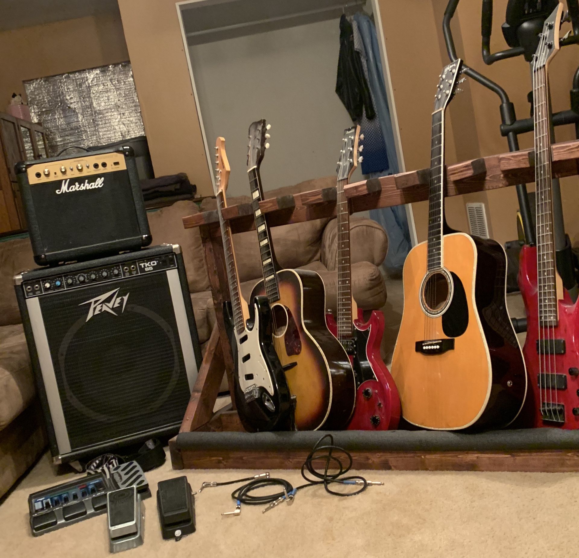 Bunch of guitars/equipment