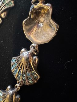 925 Sterling Silver Crystal Shell Charm Bracelet