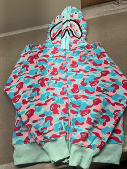BAPE Shark Full-Zip Hoodie Pink Blue Camo