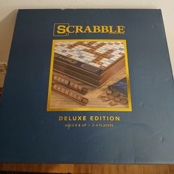 Scrabble Deluxe Edition with Rotating Wooden Game Board