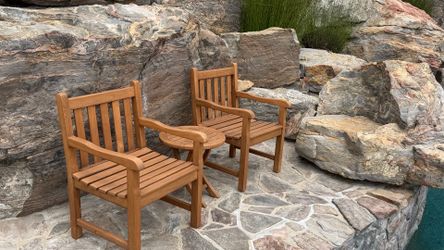 Teak Chairs & Side Table Set