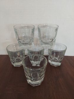 Vintage Thumbprint Whiskey Glasses (Set Of 6)