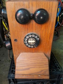 Old phone radio oak wood