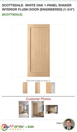 2x 24”wide 96”high ETO DOORS Shaker Style Raw Unfinished Solid Core White Oak Door