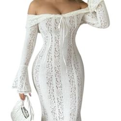 Long White Lace Dress