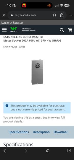 Eaton B-Line Series 127-TB Meter Socket (NEW)