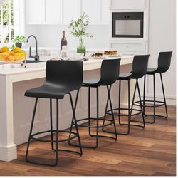 Brand New in Box Set of 4 Bar Stools 24” Counter Height Bar Stools Modern Swivel Chairs with Back