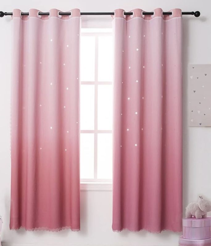 2 Pink Ombré Curtains - Room Darkening