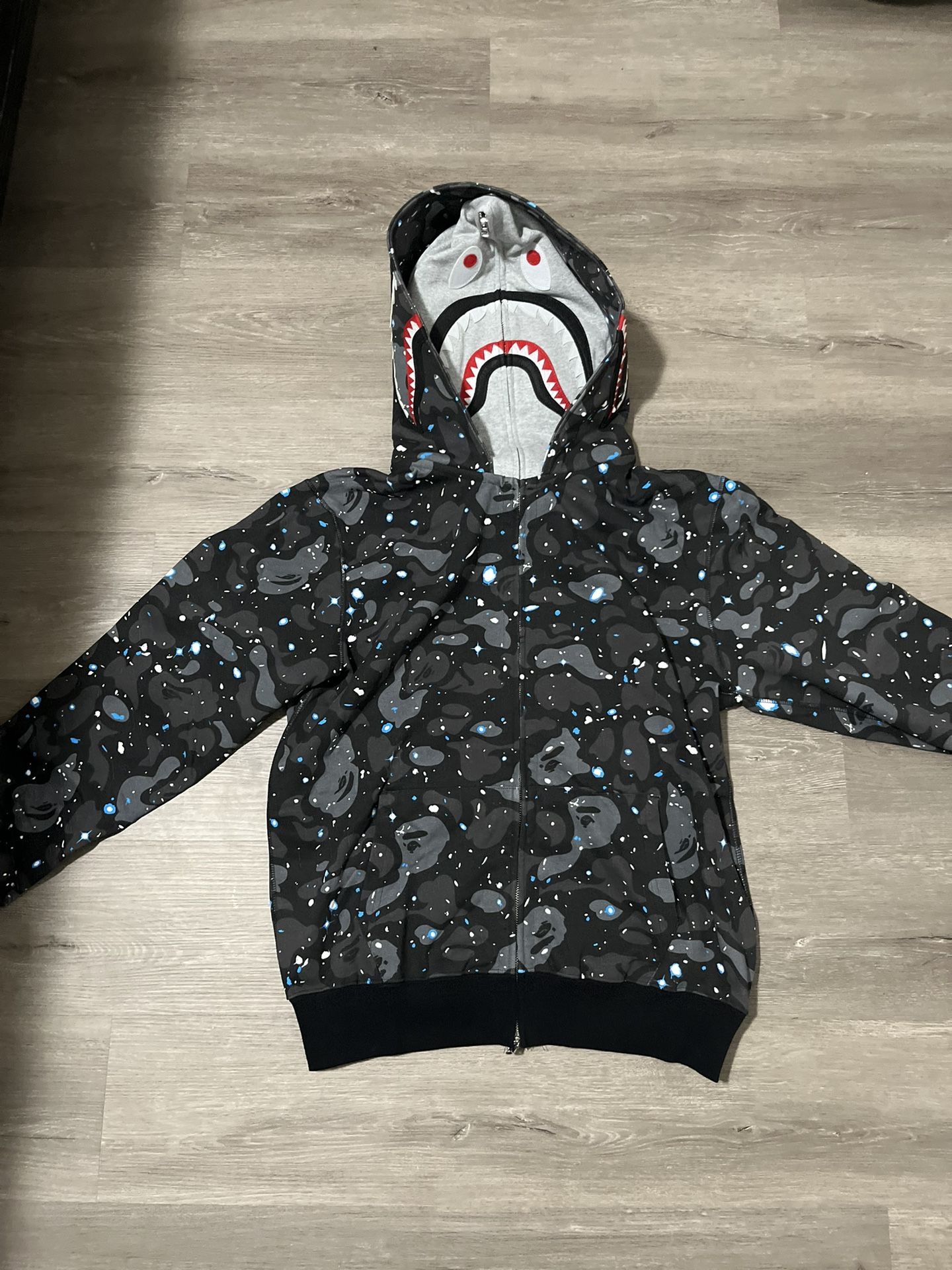 bape space camo shark full zip double hoodie