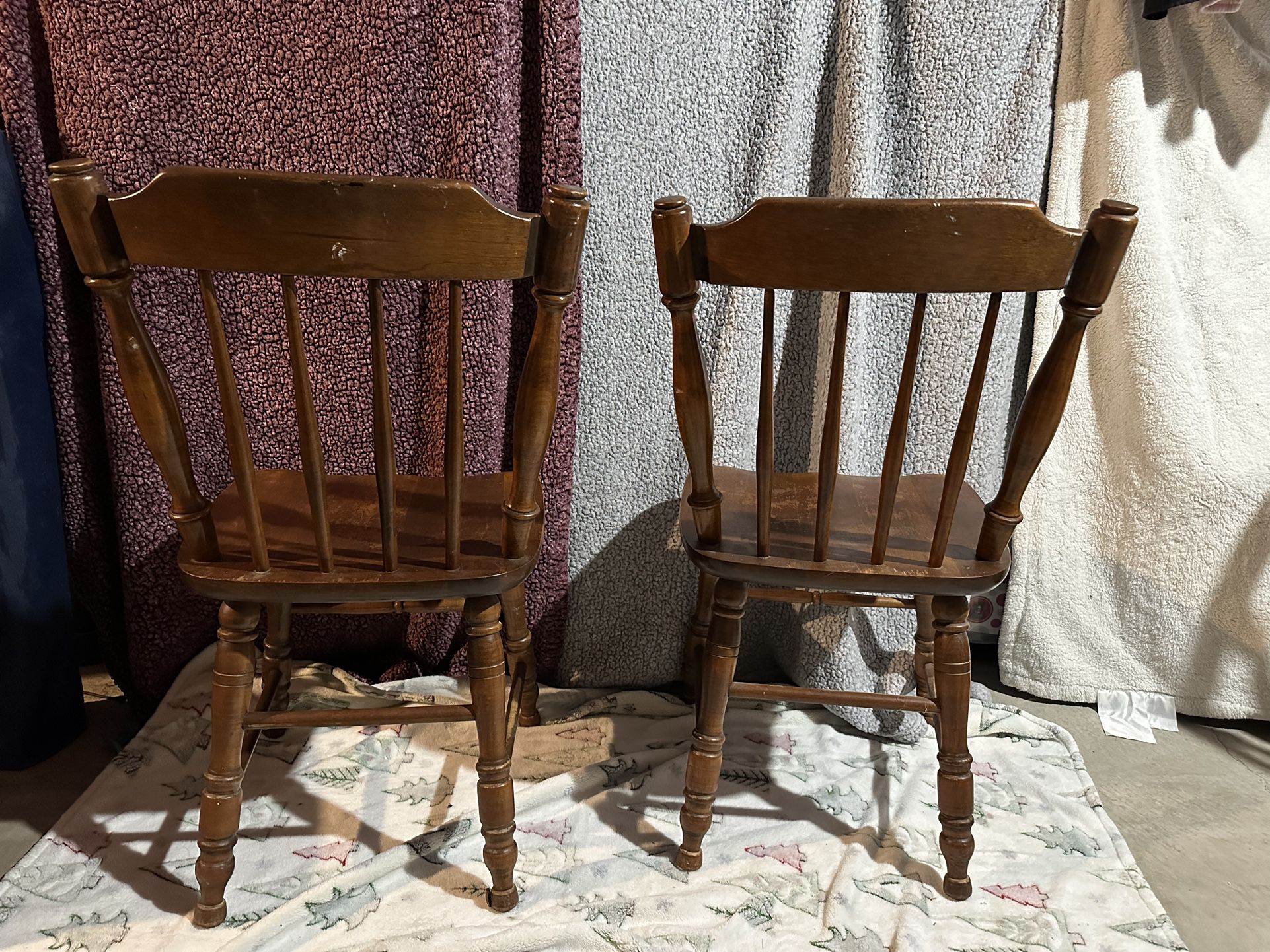 Vintage Wooden Chairs Set Of Two 