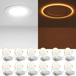 Amico 12 Pack 4 Inch LED Recessed Light with Night Light, 5CCT, 700LM
Ultra-Thin Ceiling Light, 5%-100% Dimmable, No Flicker, 2700K-5000K, Canless Waf