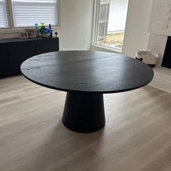 Round Wood Dining Table In Black 59” - Free Delivery ✅