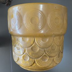Vintage Brown Mustard Yellow Ceramic Pot