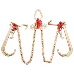 VEVOR V-Chain Bridle, 9620 lbs Working Load Limit, 5/16'' x 3' G80 Tow Chain with RTJ Cluster Hooks, DOT Certified, Galvanized Coating Manganese Steel