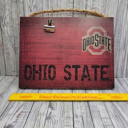 Ohio st team name clip frame.  Wood wall hanger or shelf piece.