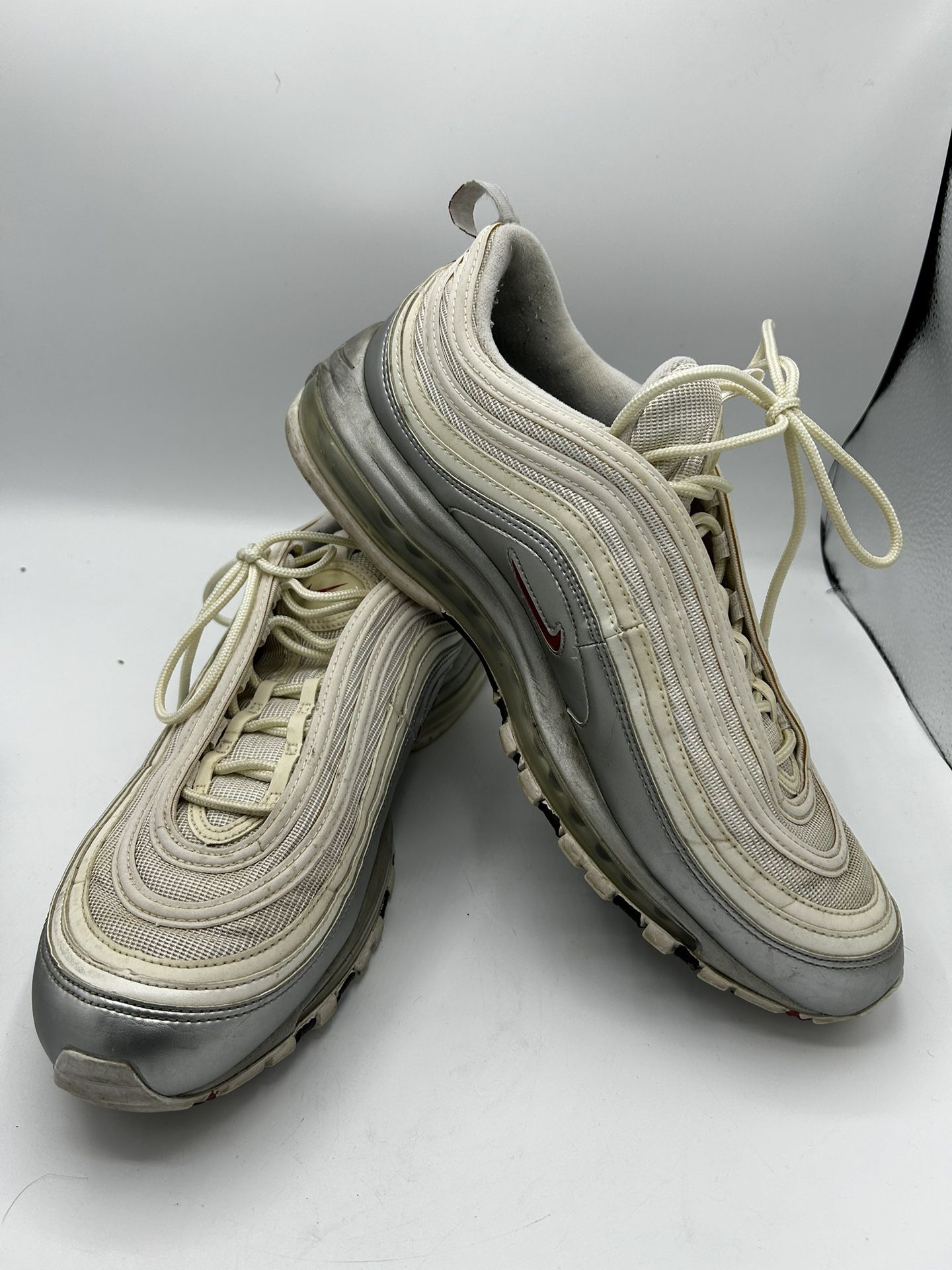 Nike Air Max 97 QS B-Sides White Silver Running Shoes AT5458-100 Mens Size 12